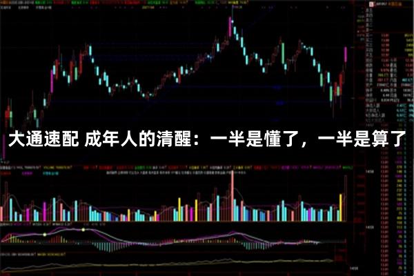 大通速配 成年人的清醒：一半是懂了，一半是算了