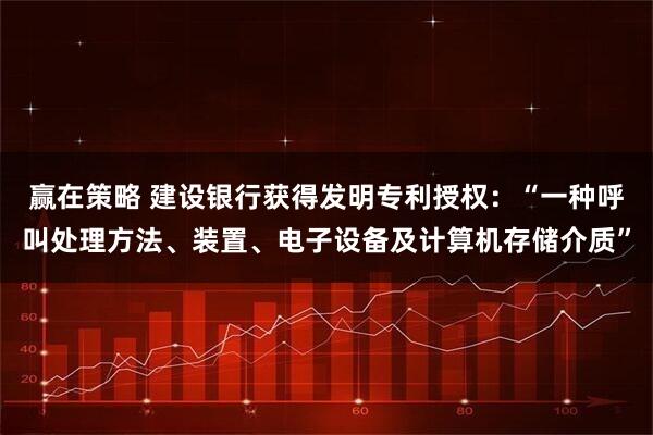 赢在策略 建设银行获得发明专利授权：“一种呼叫处理方法、装置、电子设备及计算机存储介质”