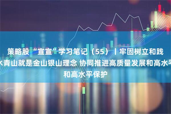 策略股 “宣宣”学习笔记（55）丨牢固树立和践行绿水青山就是金山银山理念 协同推进高质量发展和高水平保护
